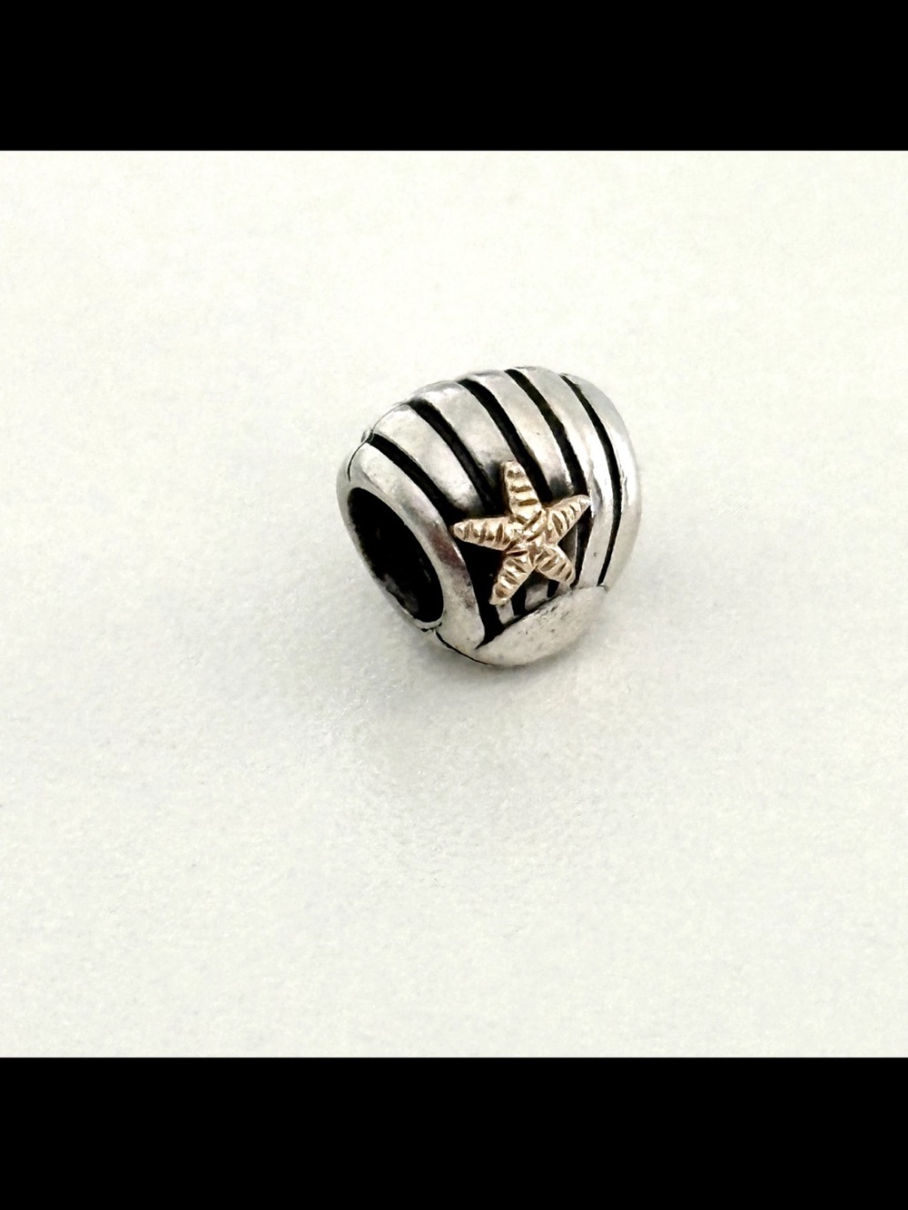 Pandora 925 Sterling Silver 14K Yellow Gold Two Tone Seashell Starfish Charm